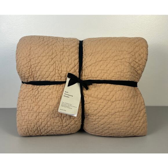 West Elm Reflections Matelasse King / Cal King Quilt LIGHT TERRACOTTA - NWT - Picture 1 of 8